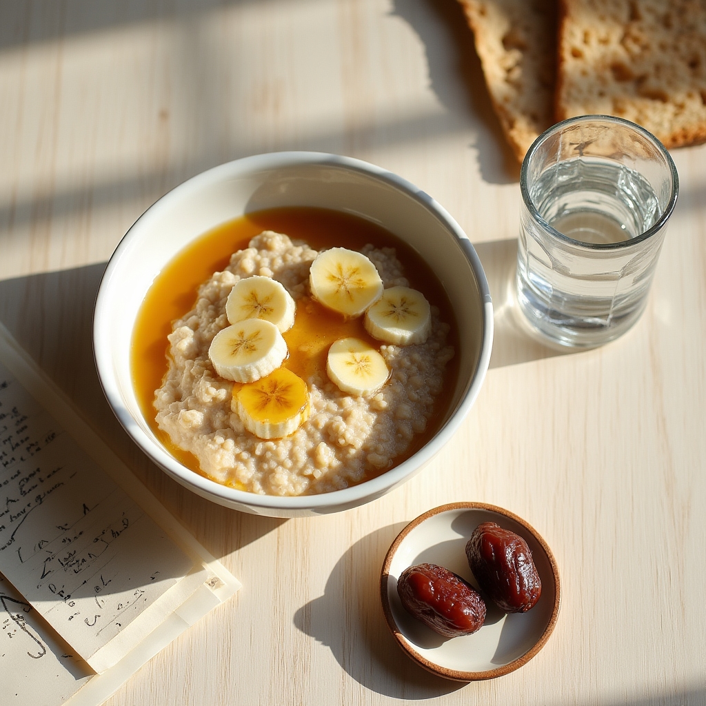 Whole food pre-race meal with oats and banana